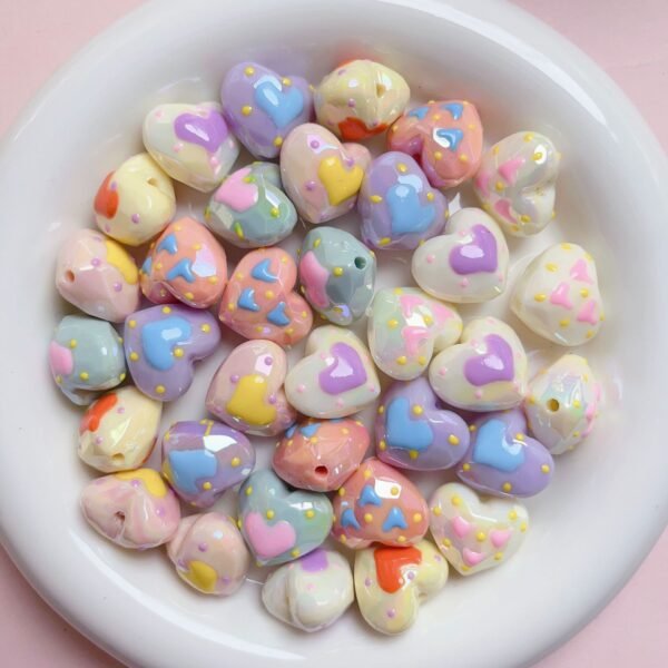 Heart shape acrylic beads DIY handmade materials mobile phone chain keychain bracelet loose beads accessories